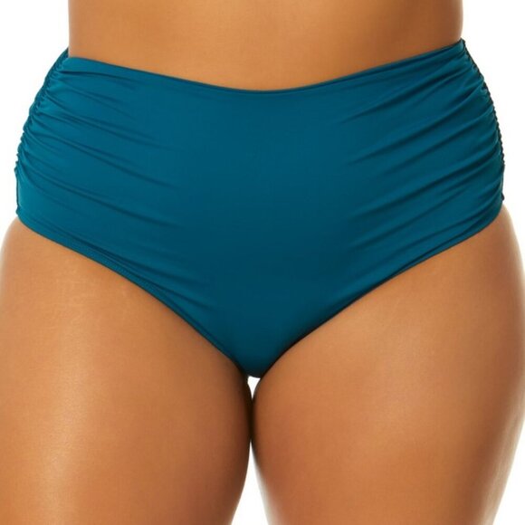 Anne Cole Plus Size Convertible High Waist Shirred Swim Bottoms - Picture 1 of 8